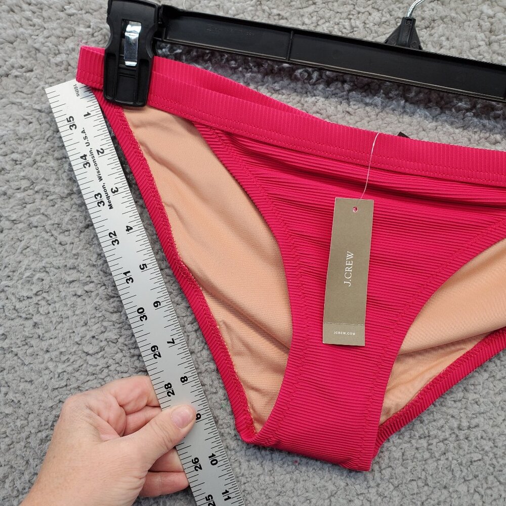 J. Crew Ribbed-Trim‎ Hipster Full-Coverage Bikini Bottom Pink - Picture 3 of 7